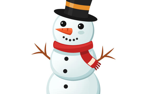 illustration of a snowman with a red scarf and black tophat